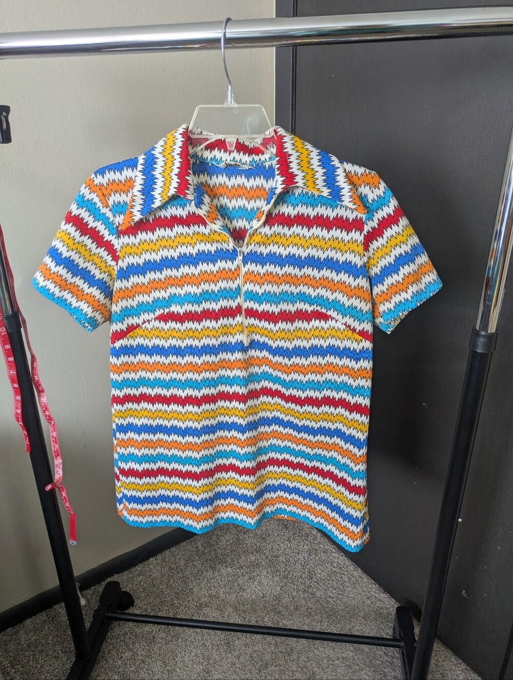 Men's Multicolor Zigzag Short-Sleeve Polo Shirt